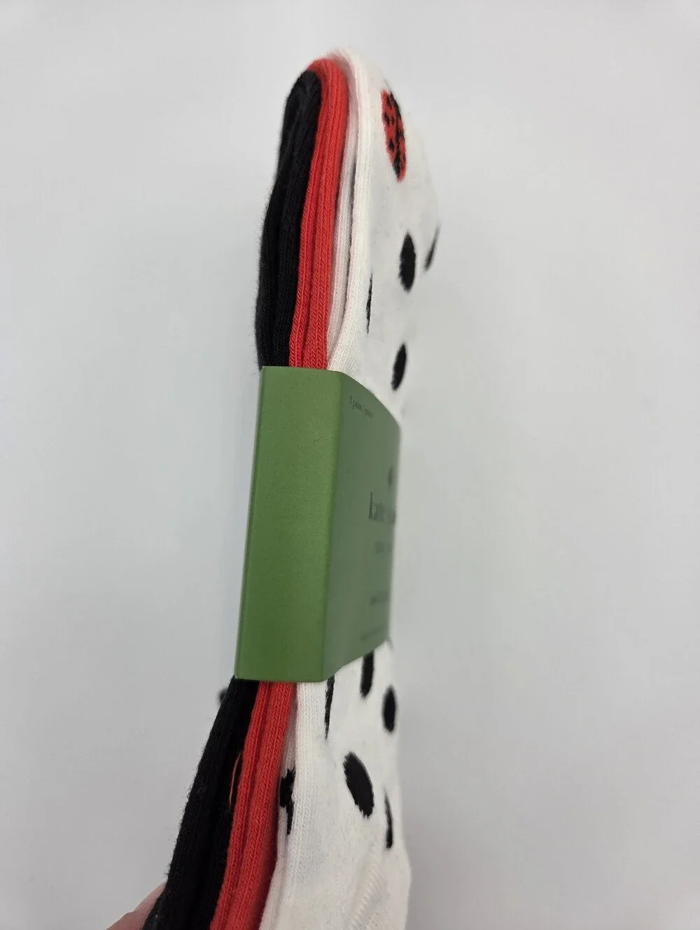 kate spade Womens 3 Pair low cut socks Red, Black & Polka Dot With Lady Bug Nwt